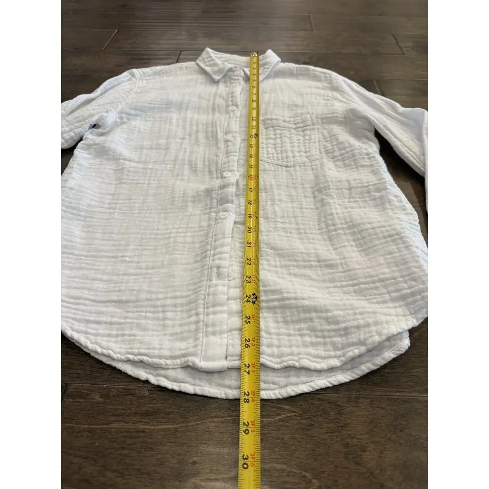 J Crew Garcon Classic Fit Womens White Button Up Long Sleeve Linen Shirt Size 4